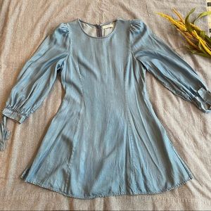 ZARA denim mini long sleeve dress with tapered wrists sizeS